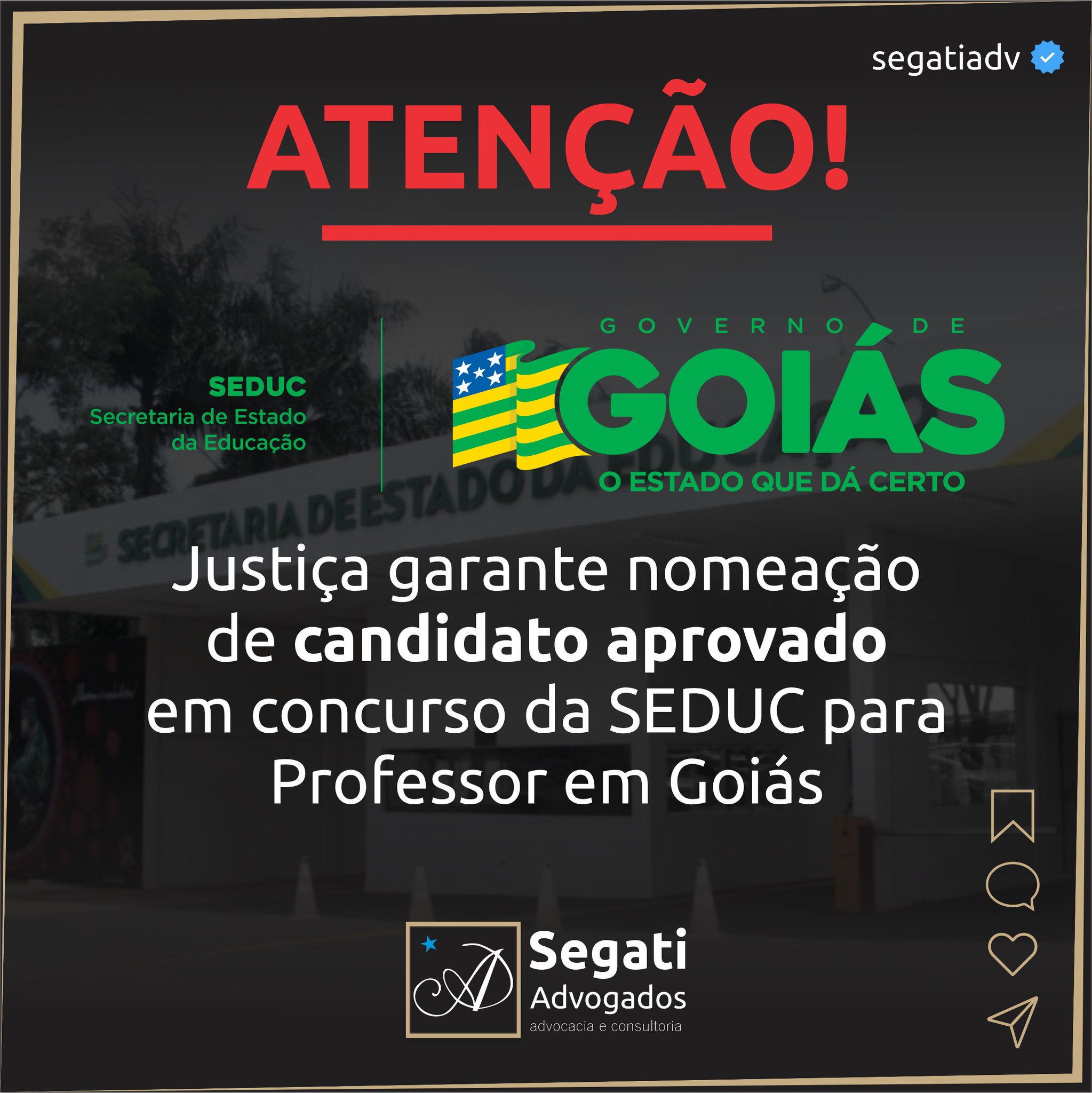 Justiça garante nomeação  de candidato aprovado  em concurso da SEDUC para  Professor em Goiás